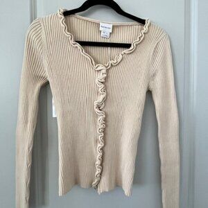 Find Me Now The Label Charlie Ruffled Sweater Top in Cream